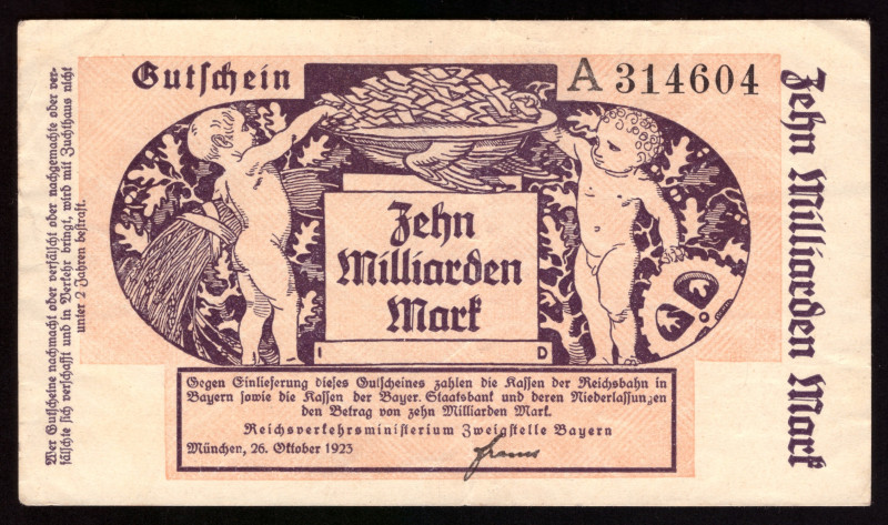 Germany Bayern 10 Milliarden Mark 1923

BAY-285b ( Grabowski ); VF