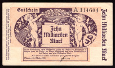 Germany Bayern 10 Milliarden Mark 1923