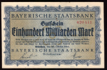 Germany Bayern 100 Milliarden Mark 1923