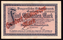 Germany Bayern 100 Milliarden Mark on 5 Milliarden Mark 1923