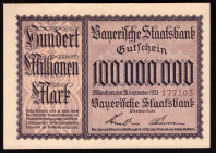 Germany Bayern 100 Millionen Mark 1923