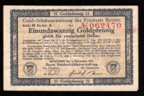 Germany Bayern 21 Goldpfennig = 1/20 Dollar 1923