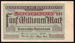 Germany Bayern 5 Millionen Mark 1923