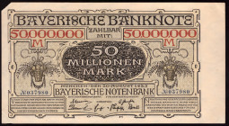 Germany Bayern 50 Millionen Mark 1923