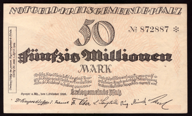 Germany Bayern 50.000.000 Mark 1923

BAY-253b ( Grabowski ); AU