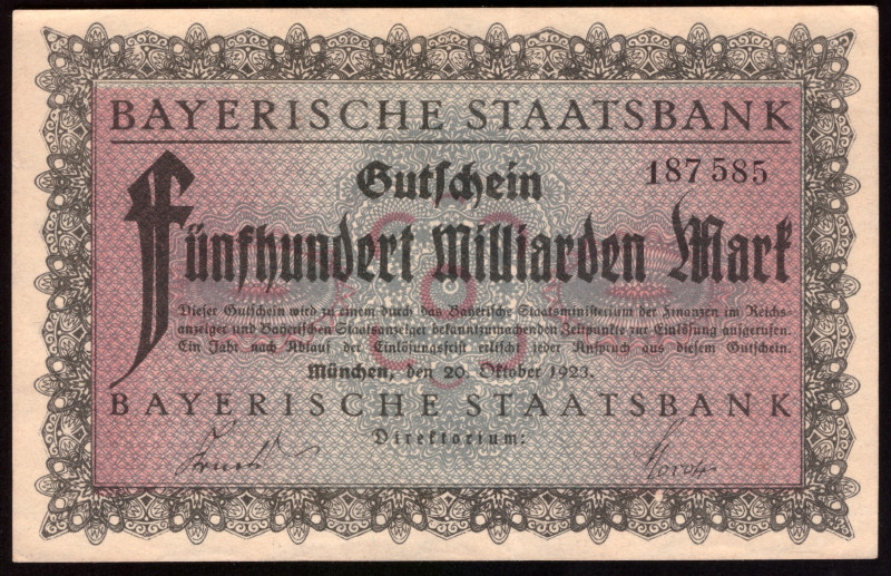 Germany Bayern 500 Milliarden Mark 1923

BAY-231b ( Grabowski ); AU
