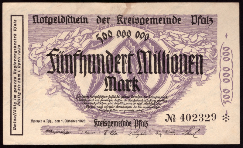 Germany Bayern 500 Millionen Mark 1923

BAY-257b ( Grabowski ); AU