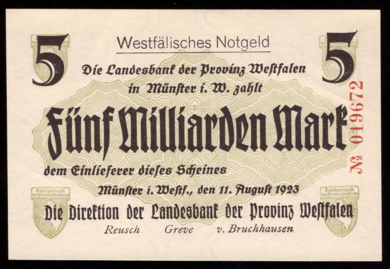 Germany Westfalen 10 Milliarden Mark 1923

WFA-22 ( Grabowski ); VF