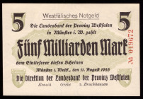 Germany Westfalen 10 Milliarden Mark 1923