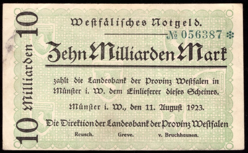 Germany Westfalen 10 Milliarden Mark 1923

WFA-22 ( Grabowski ); VF