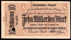 Germany Westfalen 10 Milliarden Mark 1923