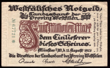 Germany Westfalen 20 Millionen Mark 1923