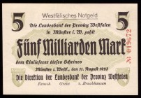 Germany Westfalen 5 Milliarden Mark 1923