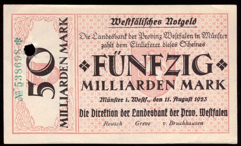 Germany Westfalen 50 Milliarden Mark 1923

WFA-27 ( Grabowski ); UNC