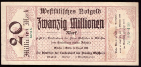 Germany Westfalen 50 Millionen Mark 1923