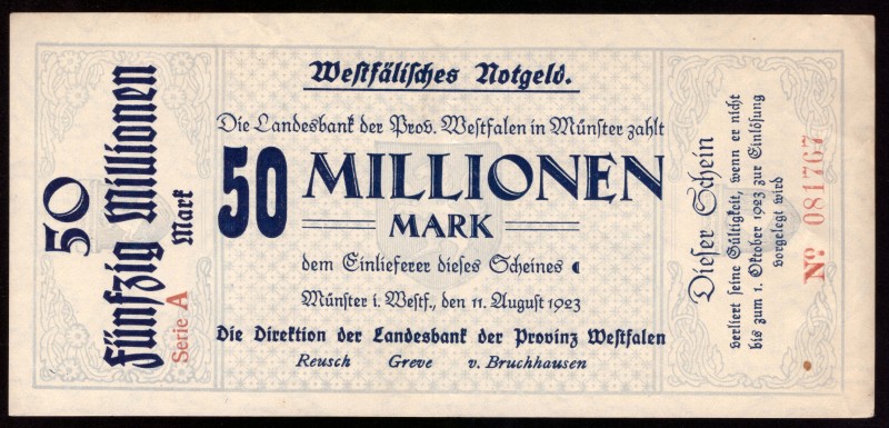 Germany Westfalen 50 Millionen Mark 1923

WFA-18 ( Grabowski ); VF