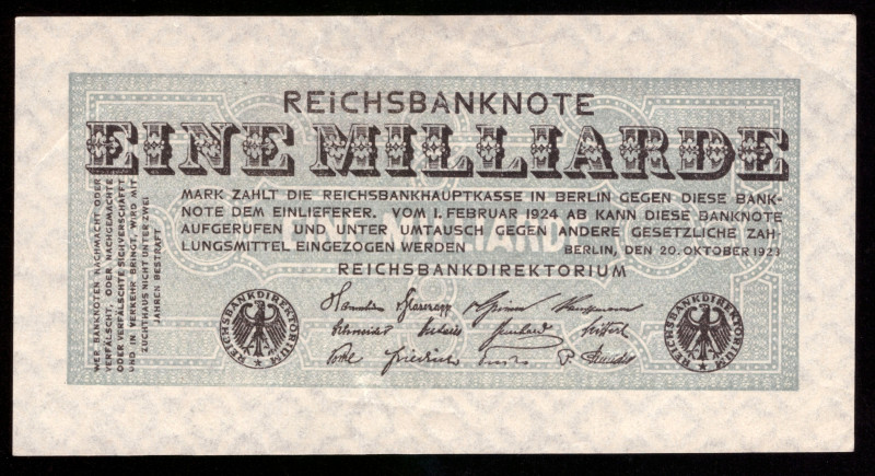 Germany 1 Milliarde Mark 1923

P-122; UNC