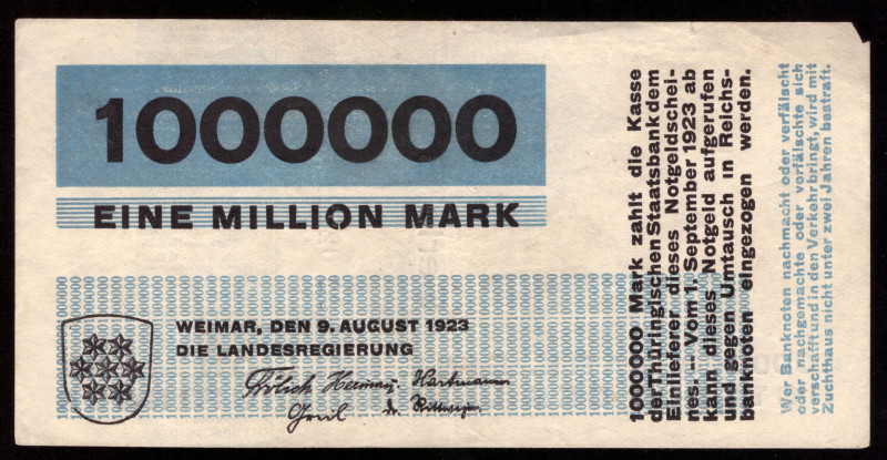 Germany Thuringen 1.000.000 Mark 1923

THU-2 ( Grabowski ); XF