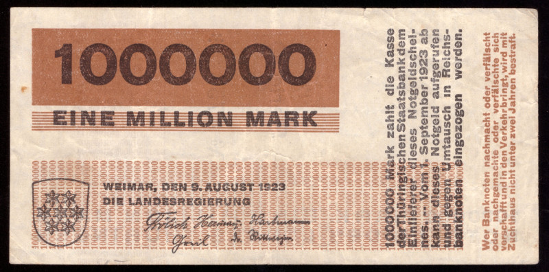 Germany Thuringen 1.000.000 Mark 1923

THU-4 ( Grabowski ); VF