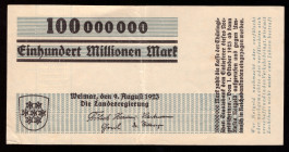 Germany Thuringen 100.000.000  Mark 1923