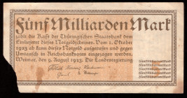 Germany Thuringen 5 Milliarden  Mark 1923