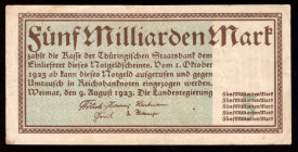 Germany Thuringen 5 Milliarden  Mark 1923