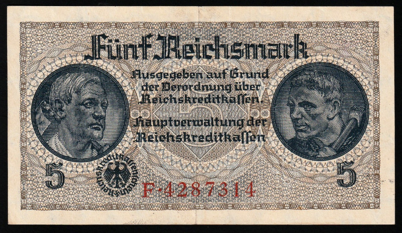 Germany 5 Reichsmark Occupation Territories WWII 1940-45

P-SB188; XF; With Ha...