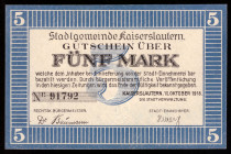 Germany Kaiserslautern 5 Mark 1918
