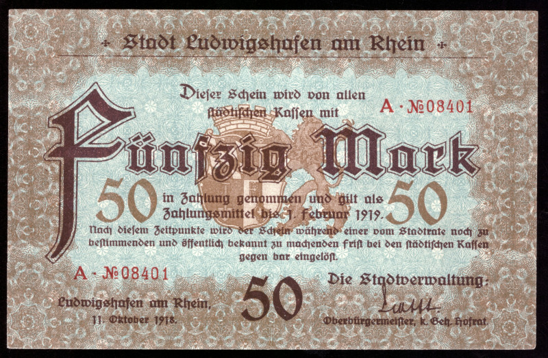 Germany Ludwigshafen 50 Mark 1918

Ludwigshafen; UNC