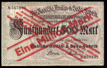 Germany Ludwigshafen 1.000.000 Mark on 500 Mark 1922