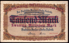Germany Ludwigshafen 20.000.000 Mark on 1000 Mark 1922