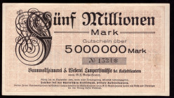 Germany Baumwollspinnerei & Weberei Lampertsmühle Kaiserslautern 5.000.000 Mark 1923
