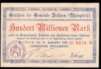 Germany Bellheim 100 Million Mark 1923