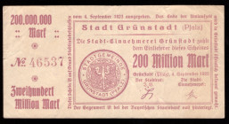 Germany Grunstadt 200.000 Mark 1923
