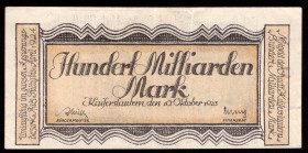 Germany Kaiserslautern 100 Milliarden Mark 1923