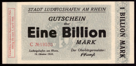 Germany Ludwigshafen 1 Billion Mark 1923