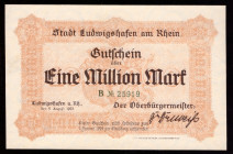 Germany Ludwigshafen 1.000.000 Mark 1923