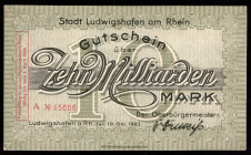 Germany Ludwigshafen 10 Milliarden Mark 1923