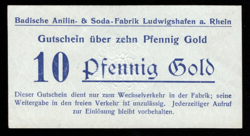 Germany Ludwigshafen 10 Pfennig Gold

Ludwigshafen Badische Anilin & Sodafabri...