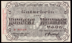 Germany Ludwigshafen 100 Milliarden Mark 1923