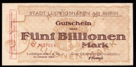 Germany Ludwigshafen 5 Billionen Mark 1923