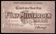 Germany Ludwigshafen 5 Milliarden Mark 1923