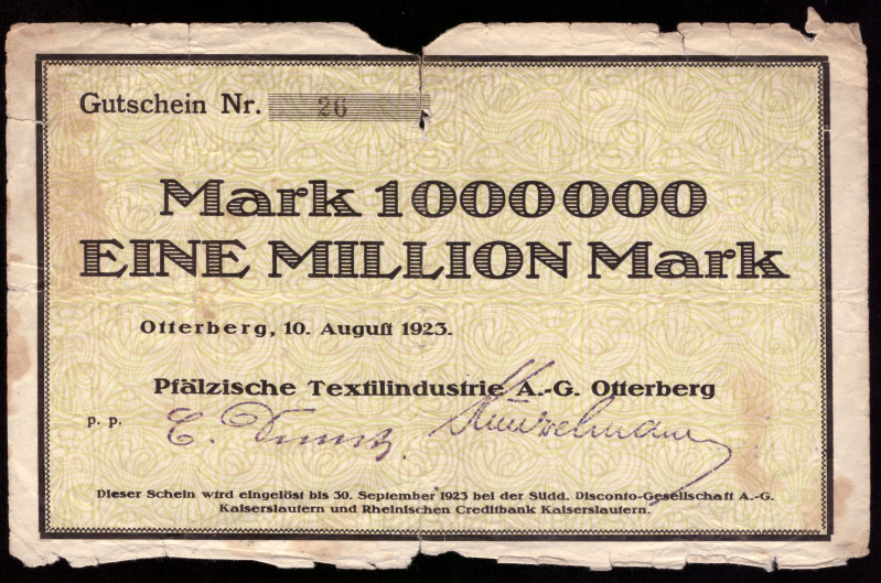 Germany Offerderg 1.000.000 Mark 1923

Offerderg; VG