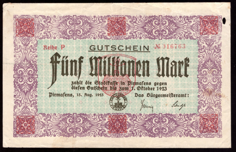 Germany Pirmasens 5.000.000 Mark 1923

Pirmasens; VF
