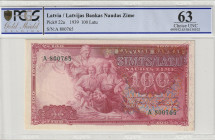 Latvia 100 Latu 1939. PCGS 63