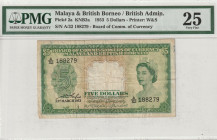 Malaya & British Borneo / British Administration 5 Dollars 1953. PMG 25