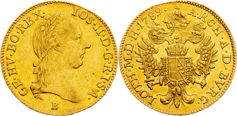 Joseph II., 1 Dukat 1789, B, Kremnitz Category : Gold - Habsburg
Ruler/Area : J...