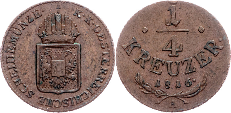Franz I. (II.), 1/4 Kreuzer 1816, A, Vienna Category : Franz I. (II.) - Collecti...