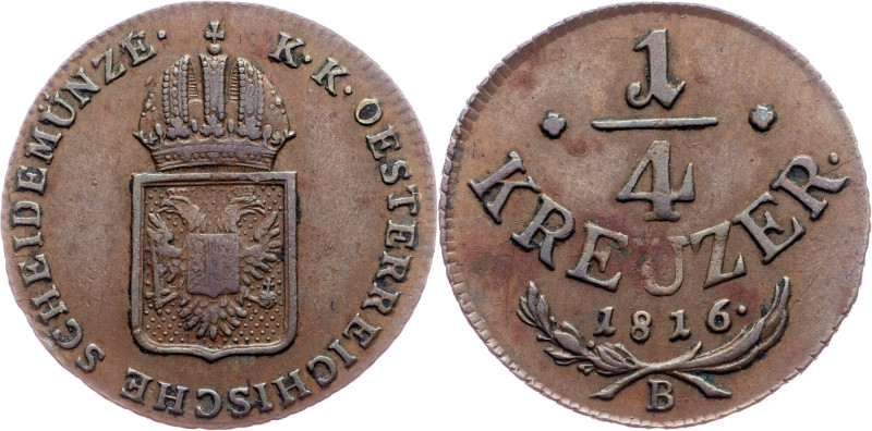 Franz I. (II.), 1/4 Kreuzer 1816, B, Kremnitz Category : Franz I. (II.) - Collec...