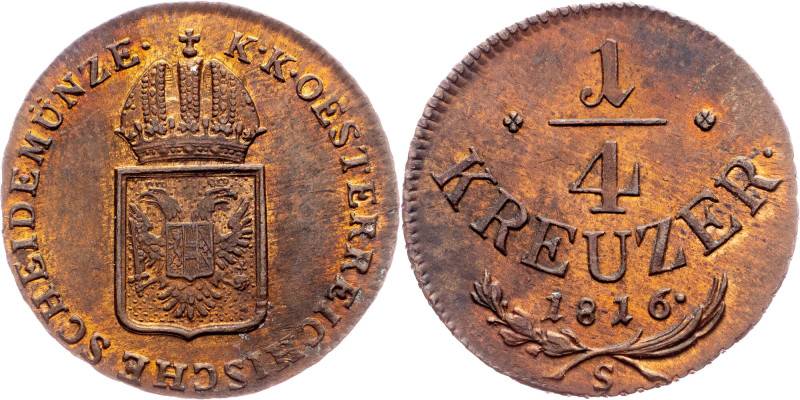 Franz I. (II.), 1/4 Kreuzer 1816, S, Schmöllnitz Category : Franz I. (II.) - Col...